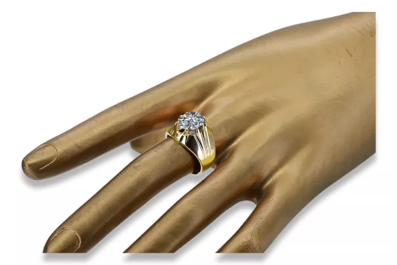 Zircon Or jaune 14 carats Anneau Style vintage vrc016y